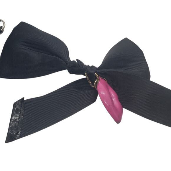 Betsey Johnson Bow Charm Purse Accessories Lot Black Pink Strap Cherry Keychain - Picture 5 of 6